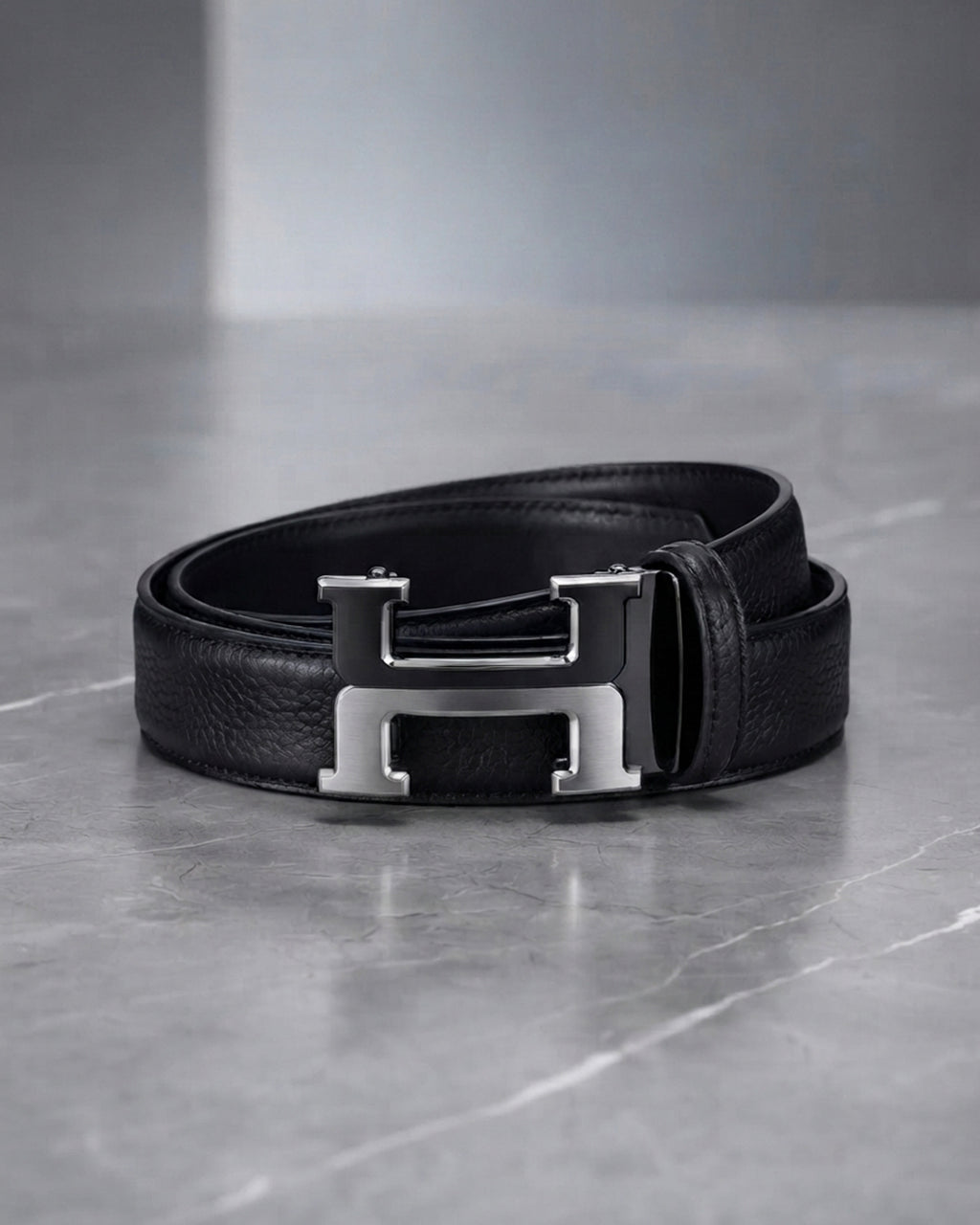 Premium Automatic Leather Belt – H Buckle Edition