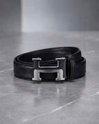 Premium Automatic Leather Belt – H Buckle Edition
