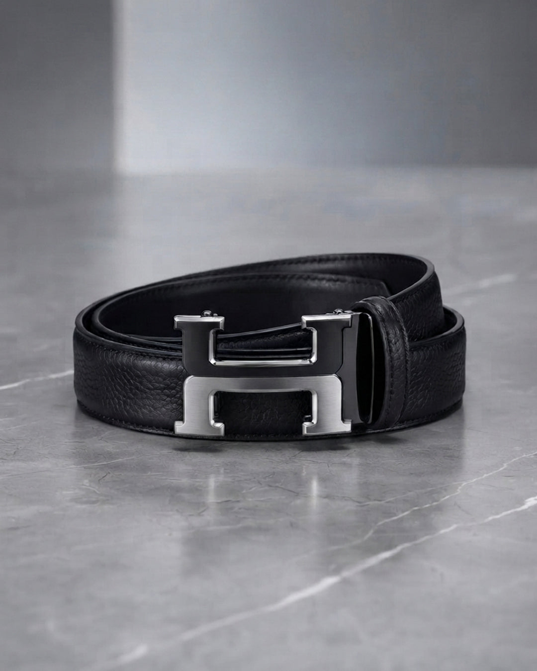 Premium Automatic Leather Belt – H Buckle Edition