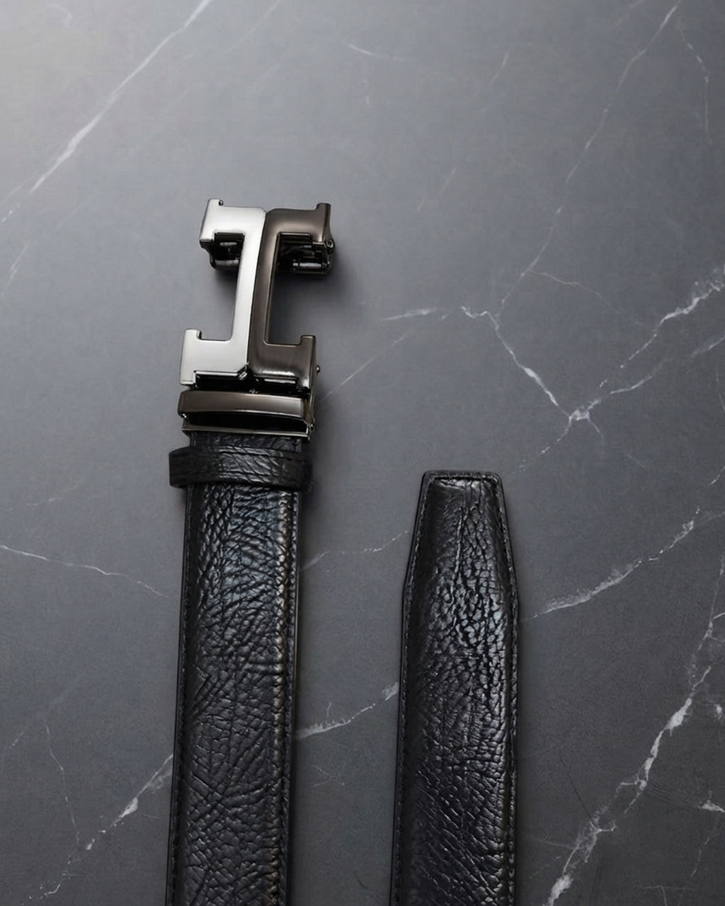 Premium Automatic Leather Belt – H Buckle Edition