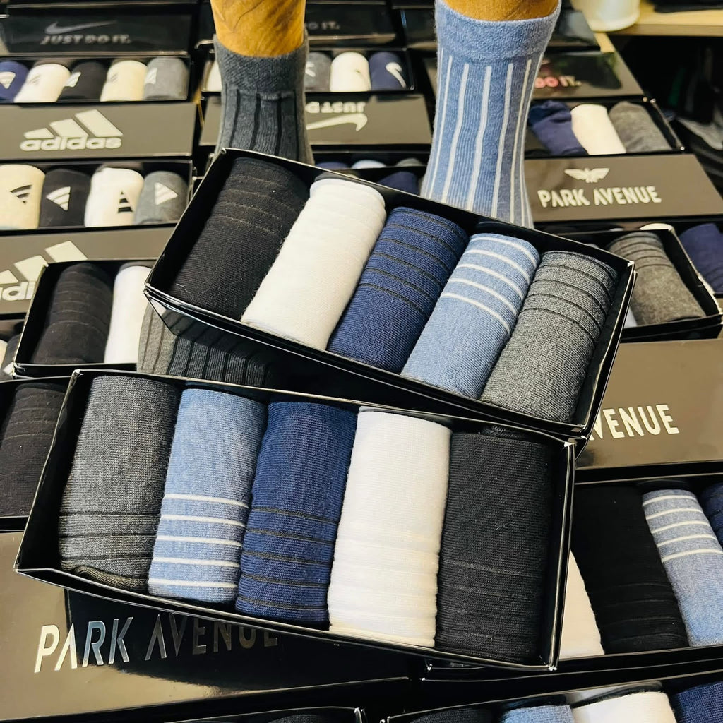 Premium Summer Cotton Crew Socks – 5 Pair Box (5 Colors)