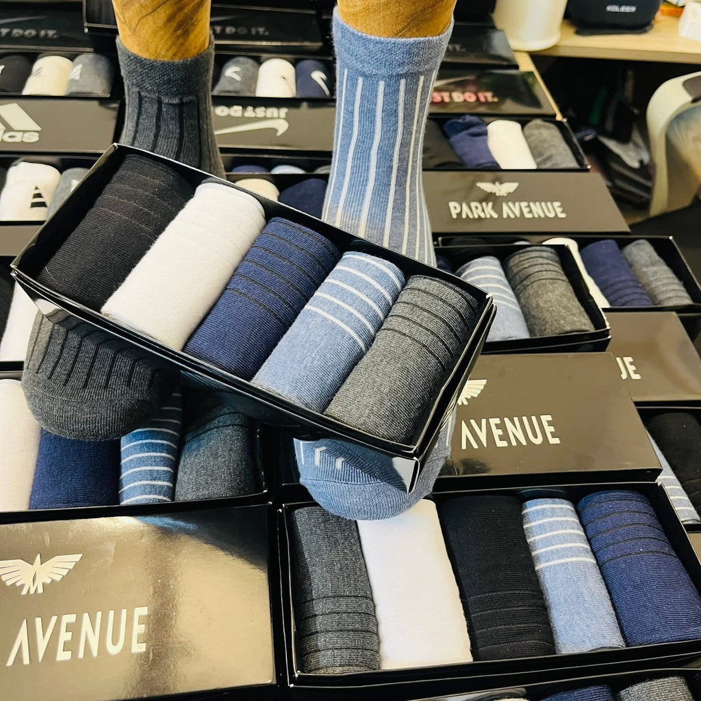 Premium Summer Cotton Crew Socks – 5 Pair Box (5 Colors)