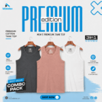 Premium Rib Cotton Tank Top – 3 Pcs Combo (Black, White & Coffee)